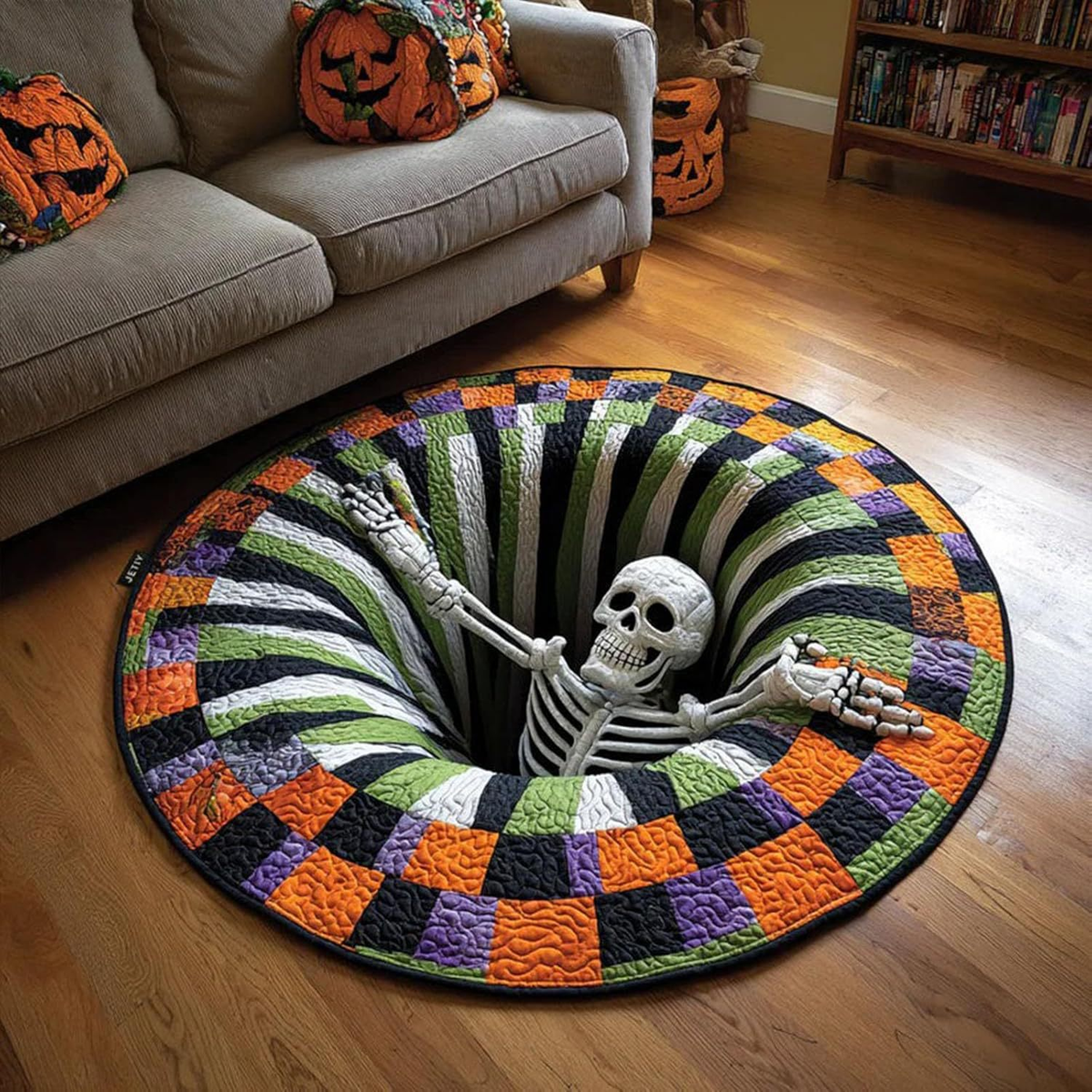 🎃🎄 Празничен килим с 3D илюзия – страховит Хелоуин и коледна магия за вашия дом