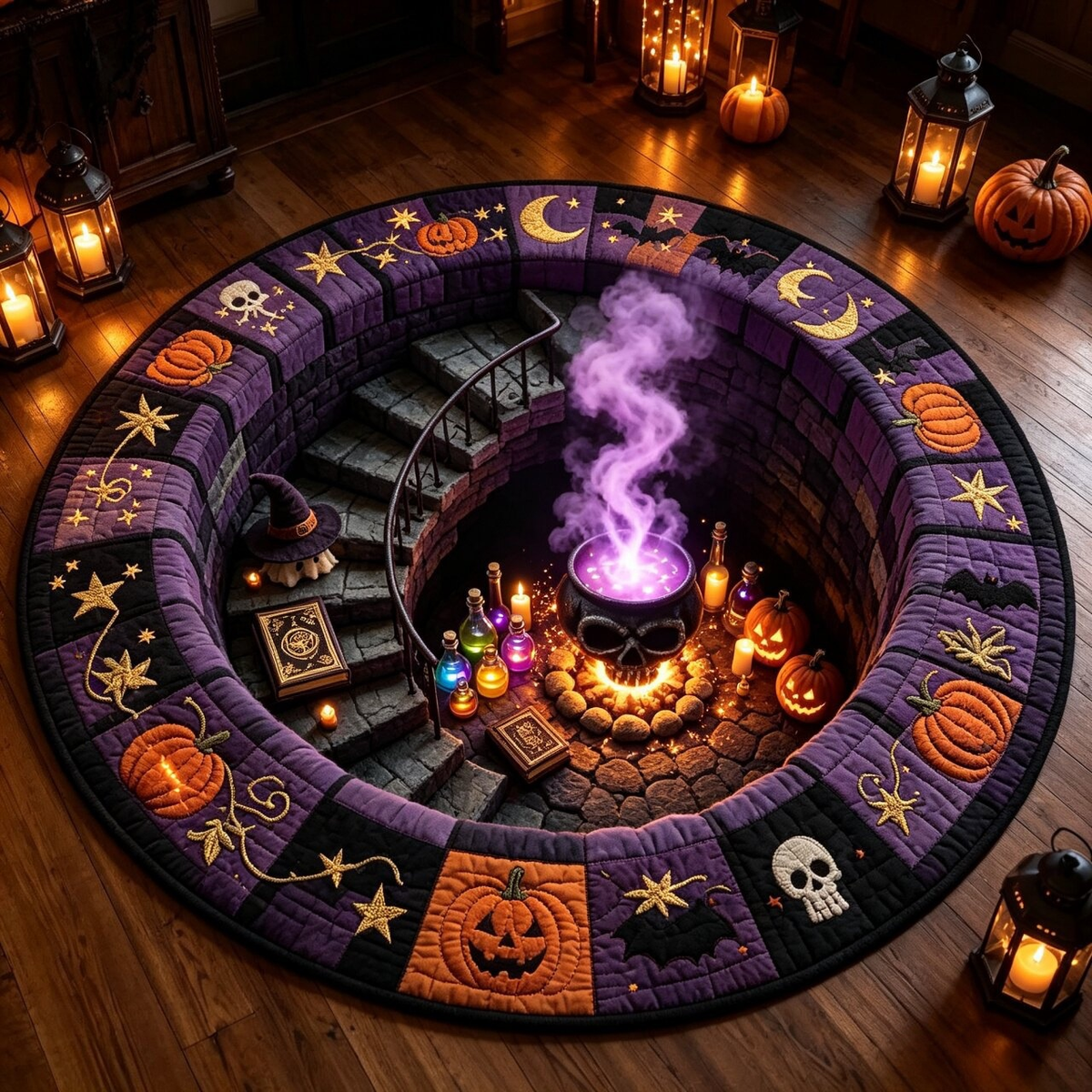 🎃🎄 Празничен килим с 3D илюзия – страховит Хелоуин и коледна магия за вашия дом