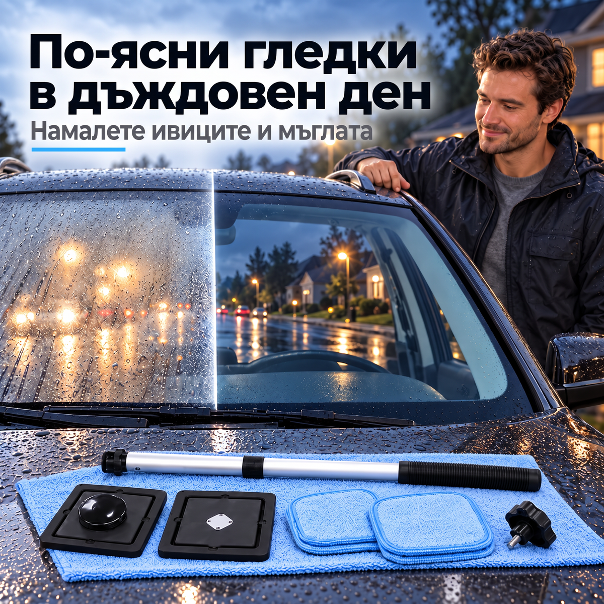 🔥 Само 3 часа: 50% отстъпка – двустранен магнитен комплект за почистване на стъкла без следи!